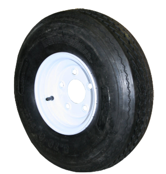 ROADGUIDER 4.80-12 TIRE AND WHITE 4 HOLE WHEEL